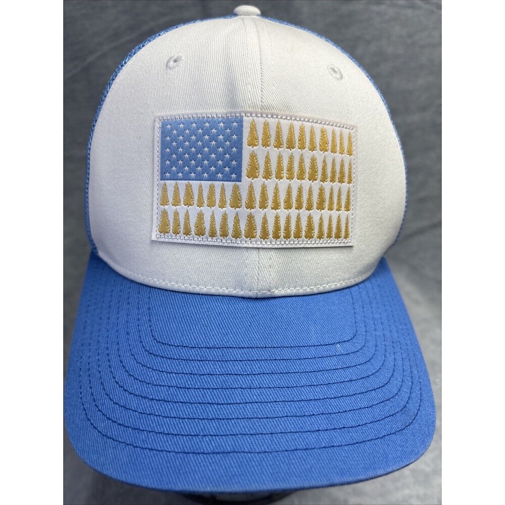 Columbia USA Tree Flag Blue Gold Mesh FlexFit Hat Size L/XL
